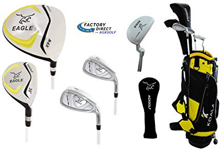 Junior Eagle Graphite Golf Clubs Set for Boys & Girls 9-12yrs w/Stand Bag, Putter and Two Head Covers