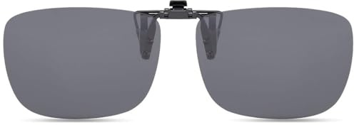 CAXMAN Polarized Clip On Sunglasses Over Prescription Glasses for Men Women UV Protection Flip Up Grey Lens Large Size