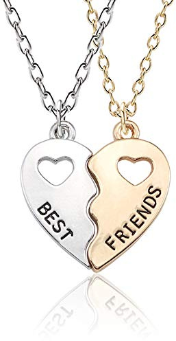 Sisadodo BFF Friendship Necklace for 2 - Best Friend Necklaces BFF Gifts for 2 Matching Heart Best Friends Forever Pendant Necklaces Set¡­