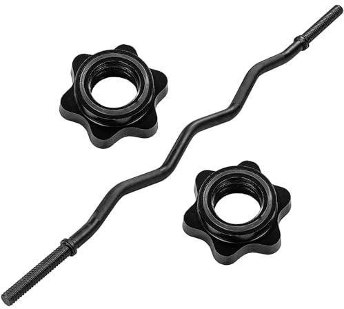 MOVIT SZ Barre Curl - Standard, Professionnelle, 30mm, Choix 120cm (7kg) / 130cm (8kg), Chromée/Noire, Fermeture Étoile/Ressort - Musculation, Fitness, Gym