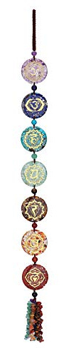 Jovivi Chakra Stones Hanging Ornament 7 Chakra Symbol Healing Crystals Hanging Tassels Wall Hanger for Yoga Meditation Window Car Crystal Decor Home Indoor Christmas Decoration
