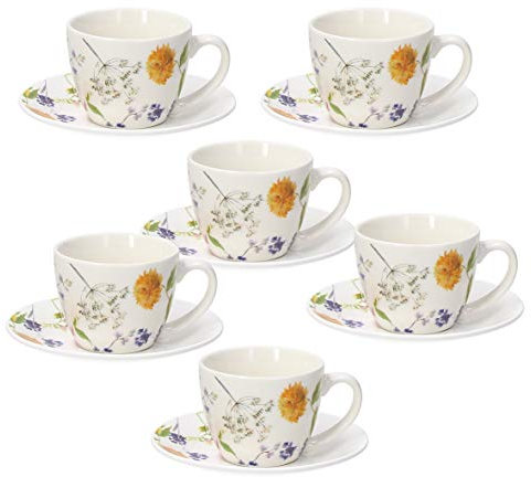 Tognana Audrey - Juego de 6 tazas de café con plato, New Bone China, multicolor