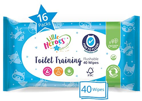 Little Heroes Baby Wipes, Toilet Training Wet Wipes for Sensitive Skin, Fragfrance Free (16 packs x 40 wipes totaling 640 wipes)