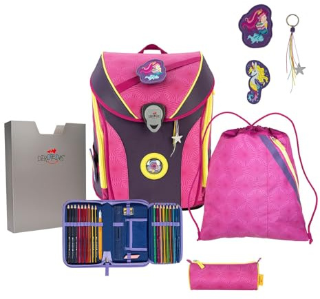 DerDieDas ErgoFlex MAX Superflash Schulranzenset 5-teilig Pink Mermaid