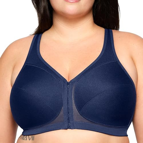 Glamorise Sostén MagicLift de Figura Completa con Cierre Frontal y Espalda sin Aros #1265, Azul, 80 C (Talla del Fabricante: 36C)
