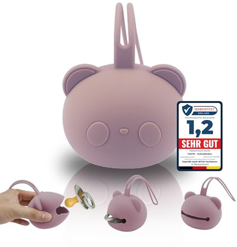 Tastic Schnullerbox Baby - Silikon Schnullerbox für unterwegs in Pandaform – Schnulleraufbewahrung BPA frei – Box vielseitig nutzbar und leicht zu Reinigen. Rosa