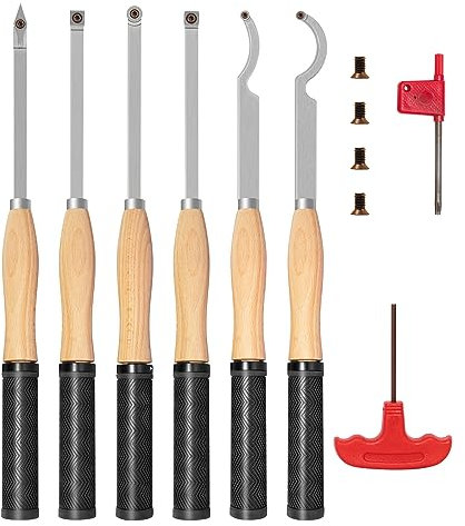 DEEFIINE 46.5cm Outils de Tournage sur Bois, Outils de Tour au Carbure avec Forme de Diamant, Pour les Amateurs de Bois