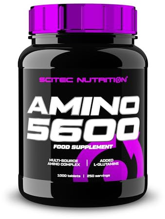 Scitec Nutrition Amino 5600 Comprimidos, Aminoácidos Esenciales y BCAA con L-Glutamina, Ayuda a la Recuperación y Crecimiento Muscular, Fórmula de Proteína de Suero y Caseinato, 1000 Comprimidos