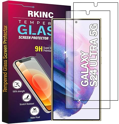 RKINC skärmskydd [3-Pack] för Samsung Galaxy S24 Ultra, Härdat Glasfilm Screen Protector, 0.33mm [Fingerprint Unlock][Anti-Scratch][Bubble-Free]