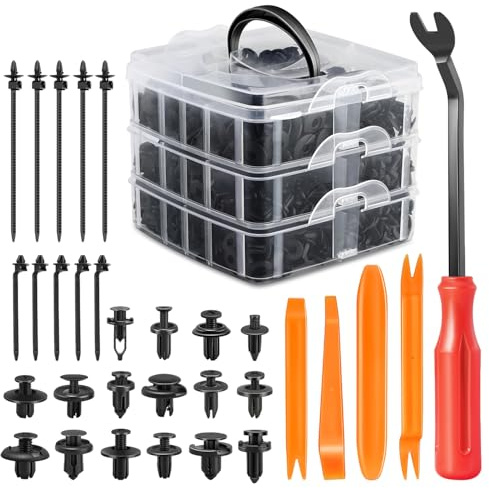 DNA Motoring 620pcs Car Push Retainer Clips, Plastic Bumper Clip Fender Clip, Fasteners Push Retainer Kit Bumper Fender Rivets Auto Push Pin Rivets Set for Ford, GM, Chrysler, Toyota, TOOLS-00729