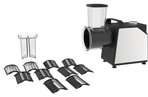 Anatole Cortador de Verduras Eléctrico Picadora de Hielo 7 Cuchillas Rallador de Queso Acero Inoxidable 250W Gran Calibre Mandolina de Cocina Multifuncional 220V Enchufe UE