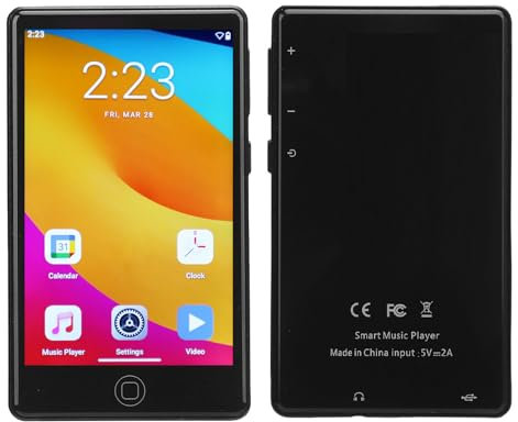 MP3 -spelare med Bluetooth och WiFi, 64 GB MP3 MP4 -spelare med 4 Tums Pekskärm och Högtalare, Musikspelare och Videospelare för Android 14, Stöd Upp Till 256 GB