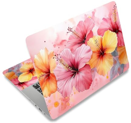 PLIGREAT Pegatina para ordenador portátil, diseño de flores de acuarela, funda protectora de vinilo extraíble universal apta para portátiles de 12, 13, 13,3, 14 15, ordenadores portátiles