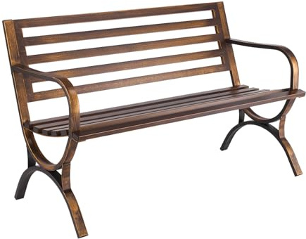 VEVOR Gartenbank Gartenmöbel Bänke 127 cm 250 kg Tragkraft, Terrassenbank Verandabank mit Lattenmuster & Armlehnen mit abgerundeten Kanten, Balkonbank mit Metallrahmen für Park Hof Antikbronze