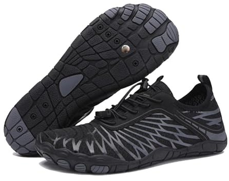 GVFDOAZJ Men's and Women's Barefoot Hiking Shoes, Wide-Toed Wading Shoes, Trail Running, Healthy, Non-Slip Barefoot Shoes. (Black,16)