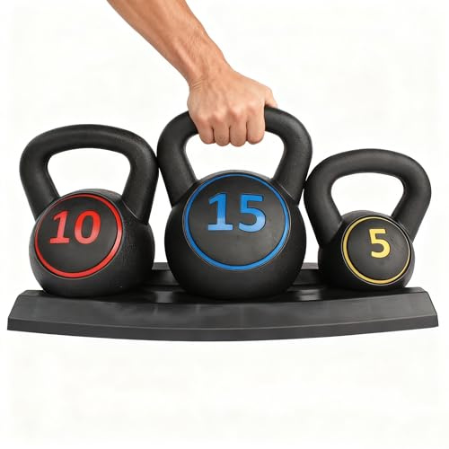 Kettlebell | Kettlebell Set 5/10/15 lbs(2.27/4.54/6.8kg) | Rutschfester Griff | Krafttraining | geeignet für das Training zu Hause | auch für Anfänger geeignet