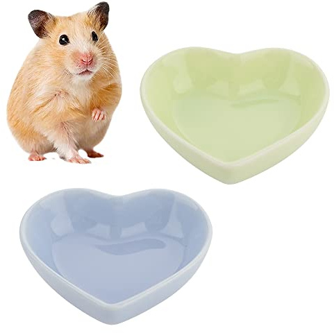 2 ciotole per cibo in ceramica per criceti, anti-rotazione, per cibo e acqua, per criceti, gerbilli, ricci, ratti, roditori (verde e viola)