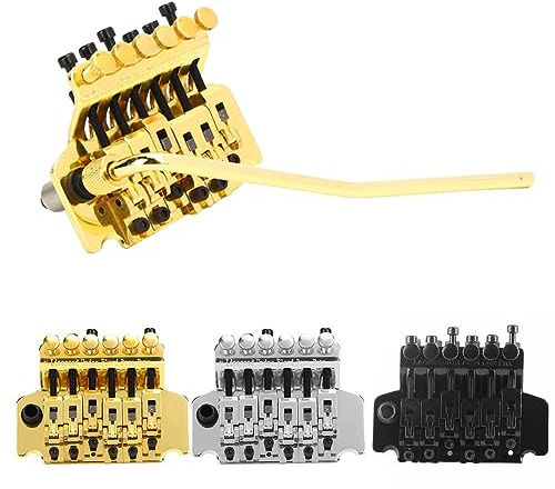 YDuupxe Système de Pont Trémolo, Système de Verrouillage du Cou et de Vibrato de Pont avec Ressorts et Manivelles de qualité Supérieure pour Guitare électrique (GOLD)