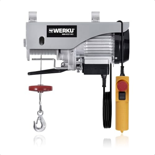 Werku WK400160, Polipasto Cable, Calidad Profesional, Carga 200 kg, Potencia 450 W, Protección IP54, Altura 18 M