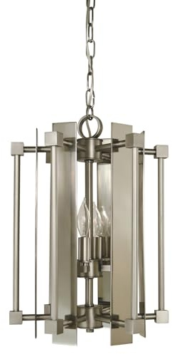 Framburg Lighting 4804 PN/MBlack Louvre - Four Light Chandelier, Polished Nickel/Matte Black Finish