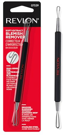 Revlon Soft-Touch Blemish Remover, Pore Extractor for Blackheads, Whiteheads, and Comedones, Pimple Popper Tool, Dual-Sided, Made of Stainless Steel, 1 Count