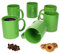 Van Well Kaffeetassen Set 6 Stück Zylindrisch 375 ml Groß Porzellan Grün Spülmaschinen- & Mikrowellensicher