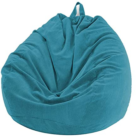 Chickwing - Fodera per pouf a pera, in velluto a coste, per poltrona a pera, senza riempimento, per esterni e interni, relax, per soggiorno, camera da letto, cuscino（Blu acciaio， 100x120cm）
