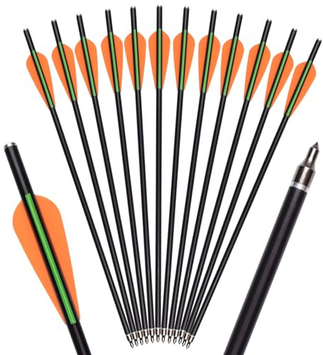 ELONG OUTDOOR Crossbow Bolts 12X 14 Inch Arrows Fiberglass Hunting Archery Target Arrow with Flat Nocks Removable 100 Grain Arrowheads