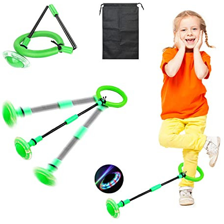 HIQE-FL Springender Ball Blinkender,Swing Wheel mit Lichtrad,Kinder Blinkender Springring,Faltbarer Flash Jumping Ballm,Blinkender Sprungball