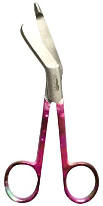 Tijeras de vendaje Lister de acero inoxidable de 5.5 pulgadas, patrón de colores, tijeras de primeros auxilios para estudiantes (patrón de color rosa)