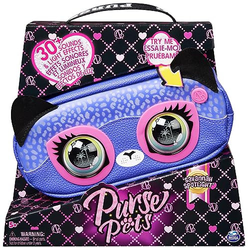 Purse Pets - BOLSO MASCOTA INTERACTIVA - RIÑONERA - Bolso niña bandolera y Mascota Interactiva Cheetah Savannah Spotlight con más de 30 Sonidos y Reacciones - 6066544 - Juguetes niña 5 años +