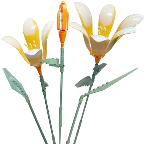 Kit de Construction de Fleurs de lys pour Adultes, Ensemble de Blocs de Construction de Bouquet de Fleurs, Mini Briques de Construction pour Cadeaux/décoration d'intérieur, Collection botanique