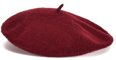 Lafefe Wool Beret hat Women, Female Autumn and Winter England Retro Hundred with Autumn Candy Colour Painter Octagonal Beret - Claret
