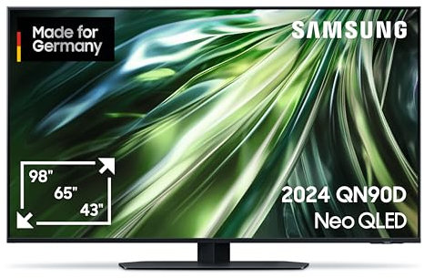 Samsung Neo QLED 4K QN90D Fernseher 43 Zoll, Neural Quantum 4K AI Gen2 Prozessor, Mini LED TV, AI Upscaling, Smart TV, Dolby Atmos, Gaming Hub, GQ43QN90DATXZG, Deutsches Modell