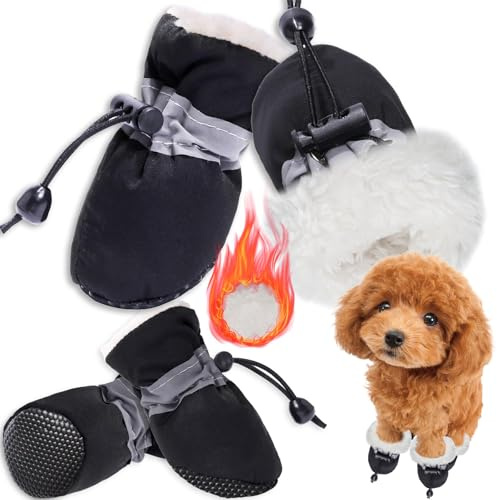 Paw Protector Scarpe impermeabili per cani piccoli e medi, 4 pezzi stivali antiscivolo con cinghie riflettenti cane