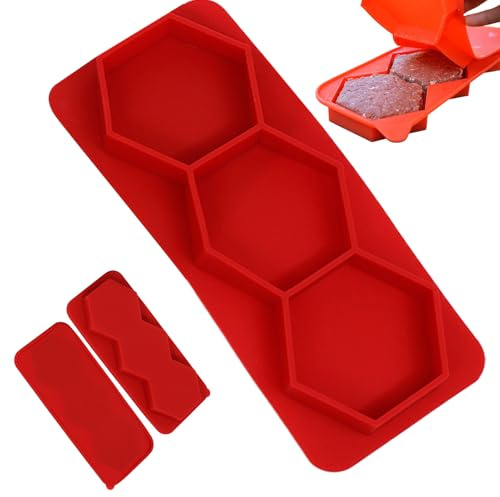 ETUCYNG Burger Patty Maker Mold | 3 Cavities Hamburger Press Patty Maker Silicone | Hexagonal Stuffed Burger Mould Kitchen Cooking Helper for Grilling Patties Making Freezing