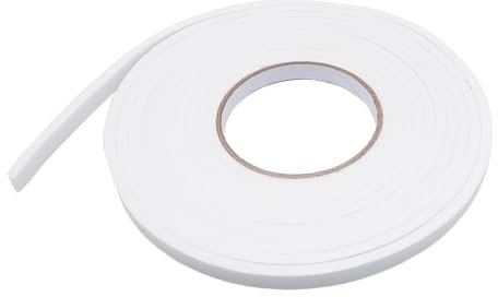 Joint auto-adhésif pour fenêtres et portes, bande d'étanchéité 4,5 m en mousse de haute densité, protection contre le vent, anti-bruit et les insectes, blanc (1 cm)