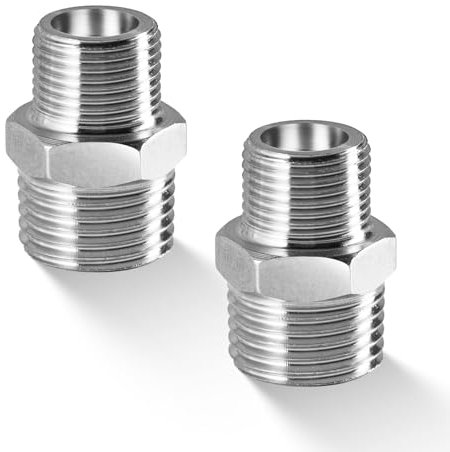 Lot de 2 connecteurs de tuyau de douche, adaptateurs de tuyau de douche en acier inoxydable, raccord de tuyau mâle fileté, accessoires pour remplacement de salle de bain