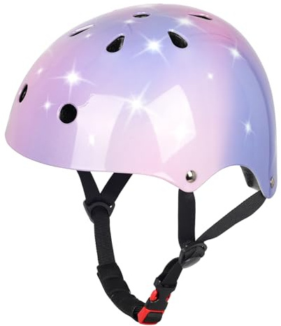 Kids Toddler Girl Bike Helmet, Adjustable Bicycle Helmet from Infant Baby to Children, Multi-Sport for Scooter Skateboard Roller/Inline Skate (Starry Pink-Purple)