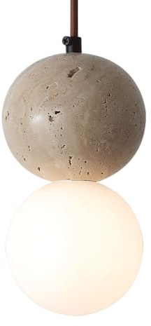 OUBBDVRT American Style Marble Glass Chandelier, Personalized Single-Head Pendant Lamp Shade, G9 Light Source Ceiling Hanging Light, Bedroom and Dining Room Decoration Lighting Fixtures