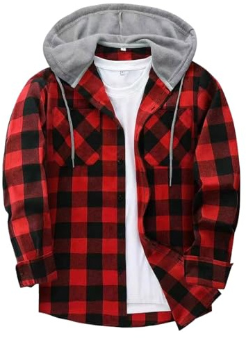 Generisch Chemise à carreaux en flanelle pour homme - Manches longues - Coupe droite - Chemise de loisirs - Chemise d'hiver - Chemise bûcheron - Chemise à carreaux - Chemise décontractée boutonnée