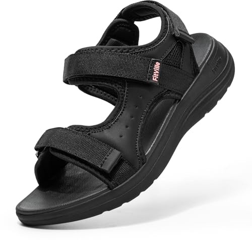 FitVille Women’s Wide Fit Walking Sandals, Adjustable Straps, Arch Support, Cushioned EVA Sole, Lightweight Non-Slip Summer Sandals