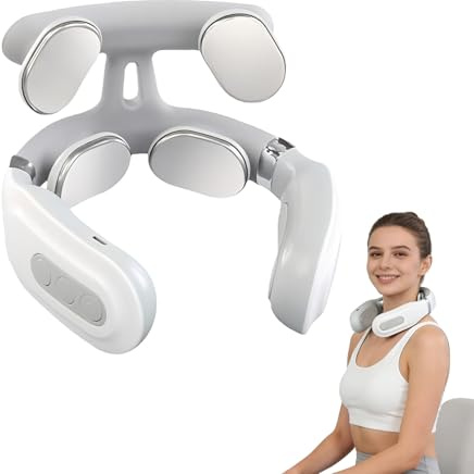 Massaggiatore Cervicale Elettrico Portatile, Massaggiatore Collo e Spalle a Impulsi, 6 Modalità di Massaggio e 16 Livelli di forza Regolabili, Rilassatore Muscolare per Casa Ufficio Viaggio (1 pcs)