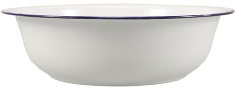 Toddmomy Plato de esmalte blanco de 32 cm con diseño retro, cuencos para mezclar anidados y palangana para remojar los pies, fácil de limpiar para cocina y baño
