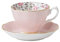 Royal Albert Modern Vintage ROSCON26135-Juego de Taza de té y platillo, 2 Piezas, Hueso, Rosa, Porcelana, Confeti de Rosas, 20.3cm
