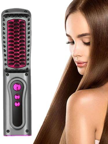 Piastra per capelli ricaricabile | Spazzola calda senza fili,Spazzola per lisciare i capelli riscaldata ricaricabile a riscaldamento rapido per salone domestico delle donne Zankie