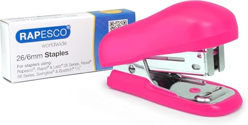 Rapesco 1412 Bug Mini Stapler and 1000 x 26/6mm Staples, 12 Sheet Capacity, Hot Pink