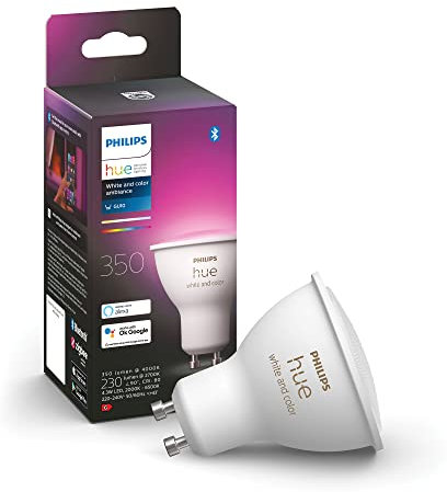 Philips Hue White & Color Ambiance GU10 Lampe Einzelpack, dimmbar, bis zu 16 Millionen Farben, steuerbar via App, kompatibel mit Amazon Alexa (Echo, Echo Dot)