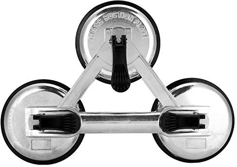 Sollevatore di vetro, ventosa in lega di alluminio 3 piastre aspirazione a livello 120 kg per vetro/piastrelle/specchio/sollevamento in granito, piastra ventosa con pinza