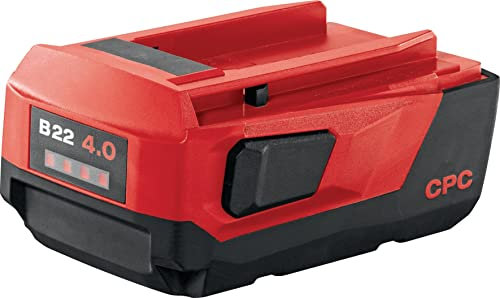 Hilti B22 4.0 22V Battery, Compact 4 Ah Li-ion Battery with Extra Capacity for All Hilti 22V Cordless Power Tools, Dimensions: 136 x 97 x 60 mm (2183180)…